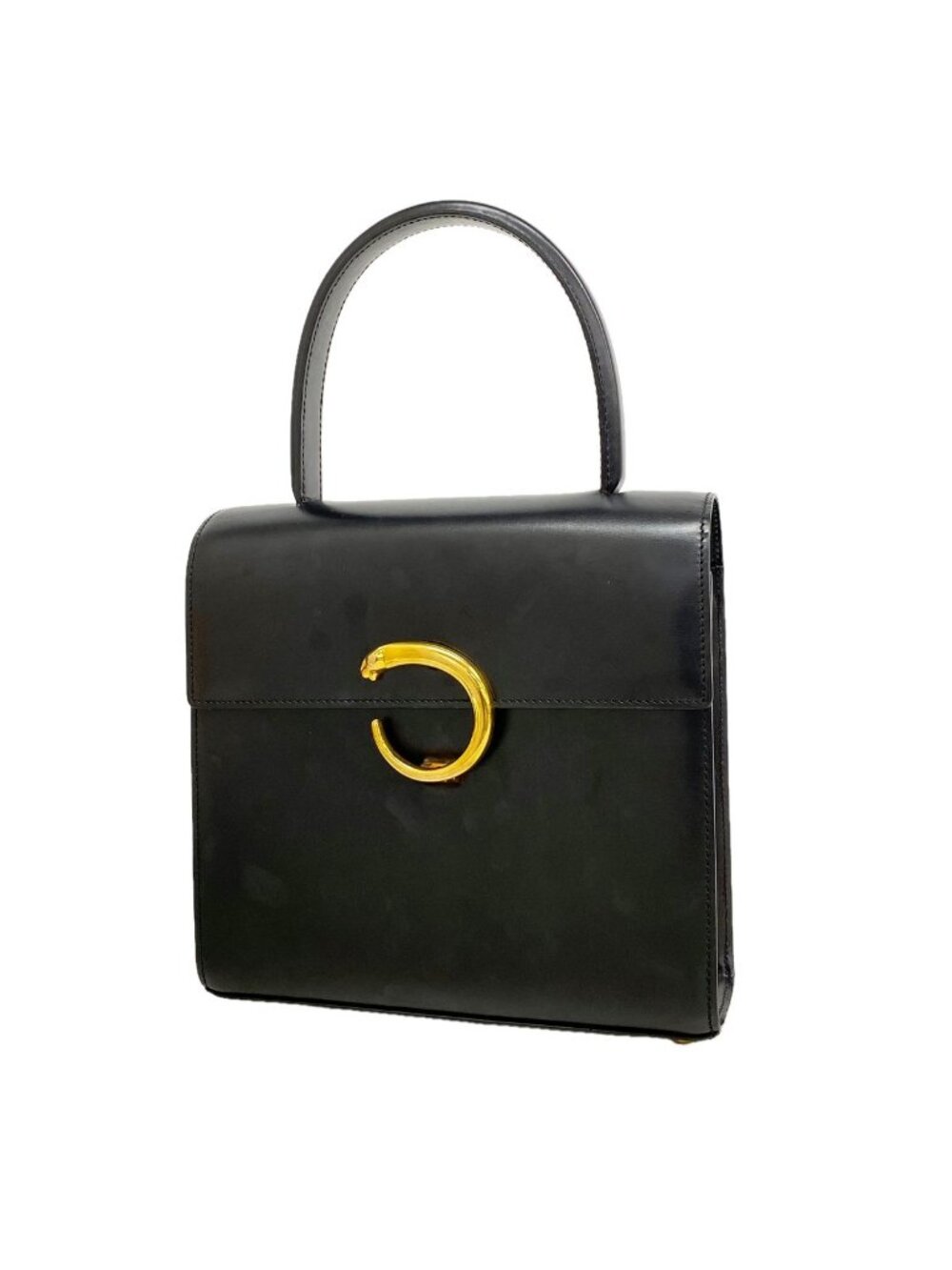 Cartier Handbag Panthere Leather Black Gold